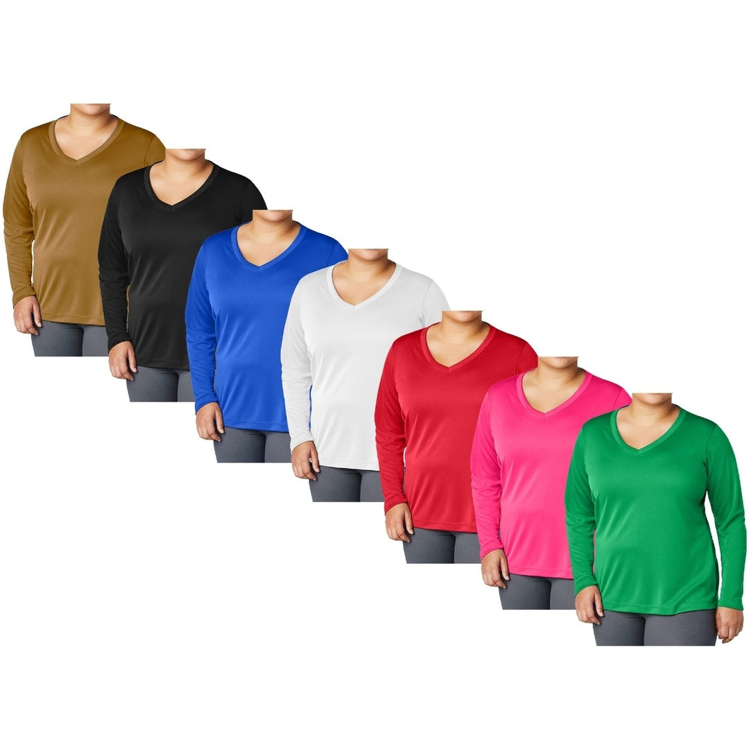 4-Piece Womens Ultra-Soft Durable Breathable Stretchy Comfy Long Sleeve V-Neck Shirts (Plus Size Available) Image 11