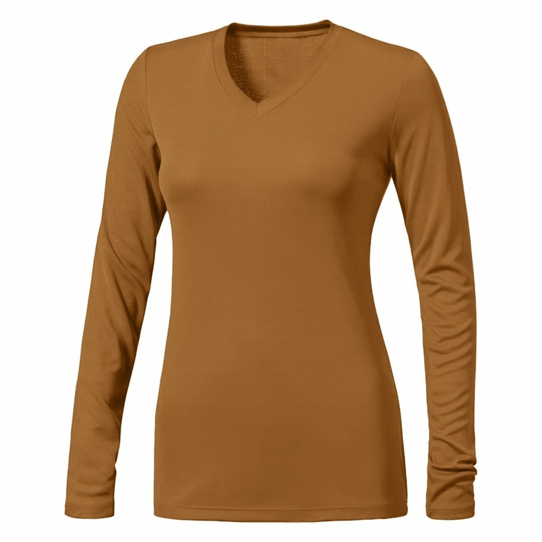 1-Piece Womens Ultra-Soft Durable Breathable Stretchy Comfy Long Sleeve V-Neck Shirt (Plus Size Available) Image 2