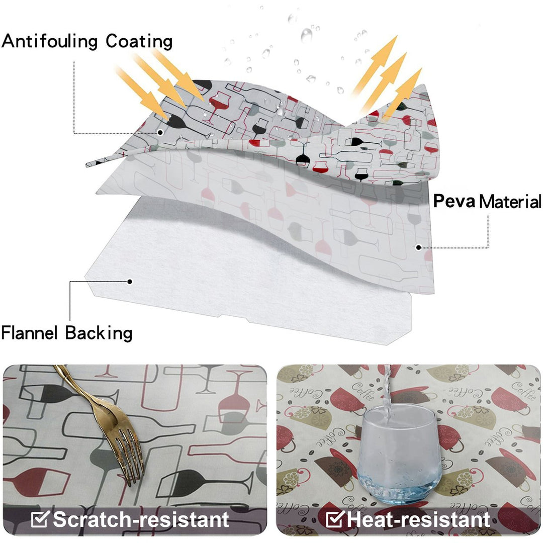 Waterproof Stain-Resistant Flannel-Back Tablecloths 1/3-Piece Various Patterns Image 10