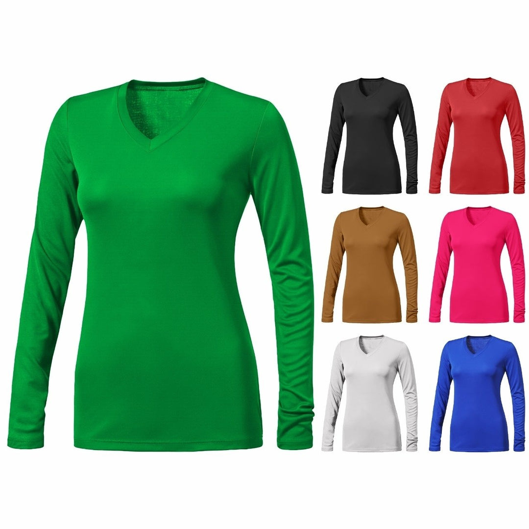 1-Piece Womens Ultra-Soft Durable Breathable Stretchy Comfy Long Sleeve V-Neck Shirt (Plus Size Available) Image 8