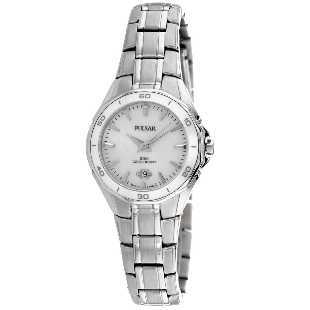 Pulsar Womens Classic White Dial Stainless Steel Watch PXT895 Water Resistant Image 1