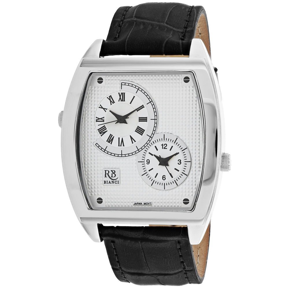 Roberto Bianci Mens Benzo Silver Dial Watch RB0740 Stainless Steel Leather Strap Image 1