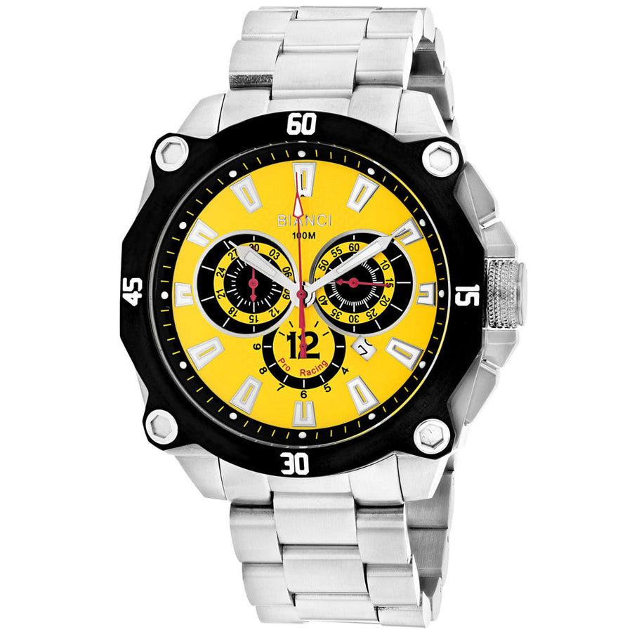 Roberto Bianci Mens Enzo Yellow Dial Watch RB71011 Stainless Steel 100m Water Resistant Image 1