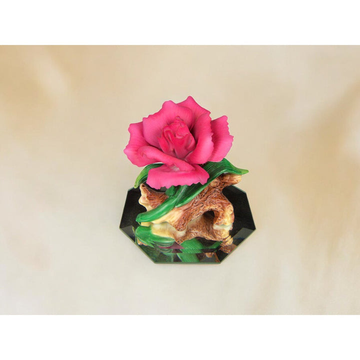 Ceramic Carnation Flower Figurine 3" Glass Base  Mom Image 2