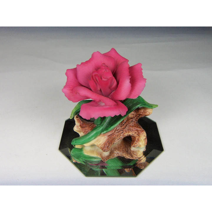 Ceramic Carnation Flower Figurine 3" Glass Base  Mom Image 3