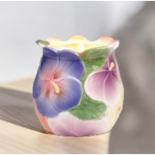 Ceramic Pansy Flower Votive Candle Holder 3.5 inch Image 1