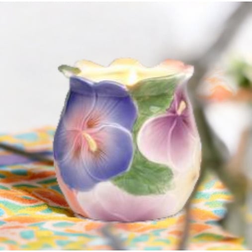 Ceramic Pansy Flower Votive Candle Holder 3.5 inch Image 3