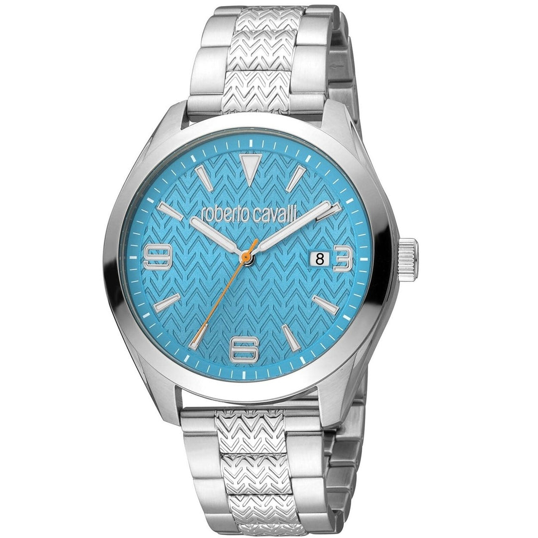 Roberto Cavalli Mens Blue Dial Quartz Watch Stainless Steel RC5G048M0055 Image 1