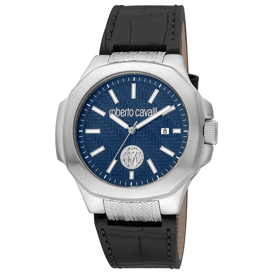 Roberto Cavalli Mens Watch RC5G050L0015 Stainless Steel Blue Dial Leather Strap Image 1