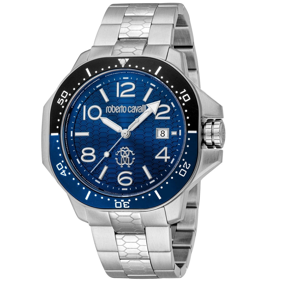 Roberto Cavalli Mens Blue Dial Quartz Watch RC5G101M0045 Stainless Steel 10 ATM Image 1