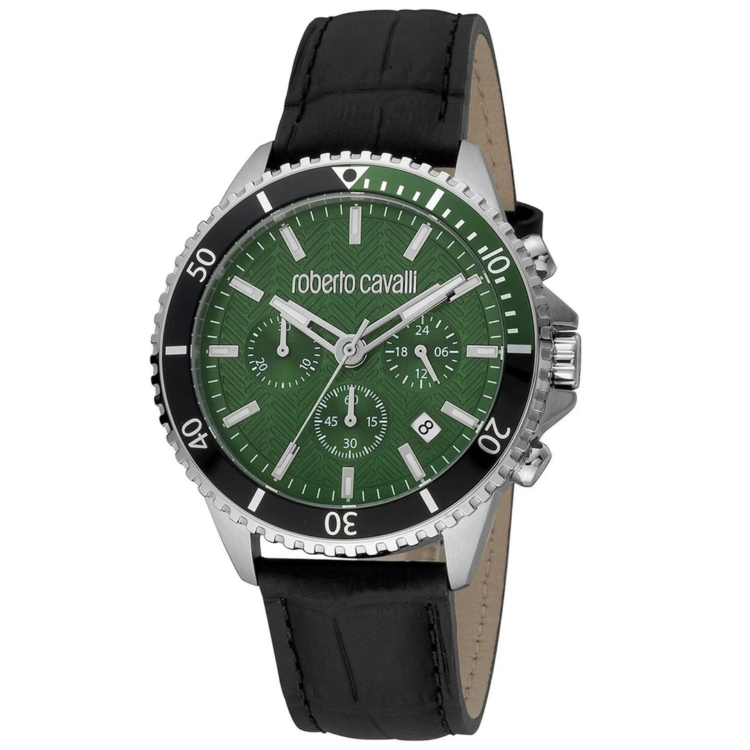 Roberto Cavalli Mens Green Dial Quartz Watch Stainless Steel RC5G049L0015 Image 1