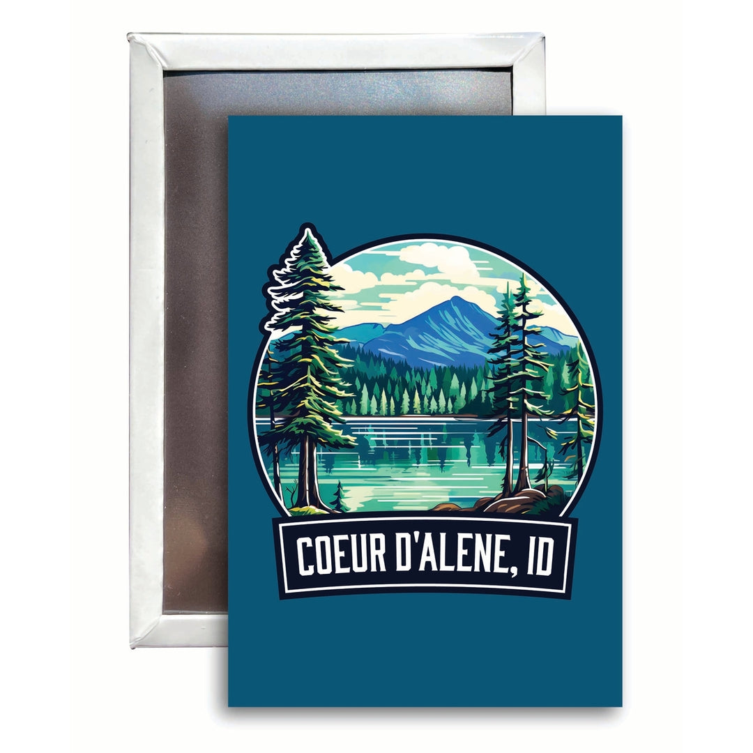 Coeur DAlene Idaho Mountain Lake Illustration Design Souvenir 2x3-Inch Fridge Magnet Image 1