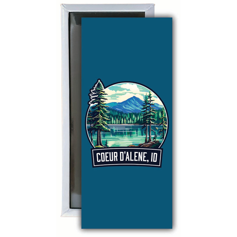 Coeur DAlene Idaho Mountain Lake Illustration Design Souvenir Fridge Magnet 4.75 x 2 Inch Image 1