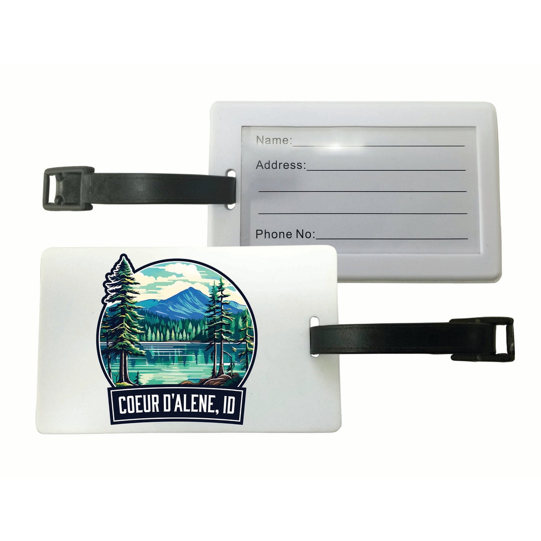 Coeur DAlene Idaho Mountain Lake Illustration Design Souvenir Luggage Tag Image 1