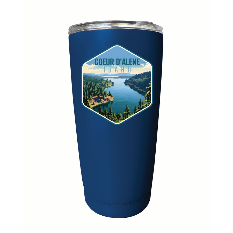 Coeur DAlene Idaho Aerial Lake Design Souvenir 16 oz Stainless Steel Insulated Tumbler Image 1