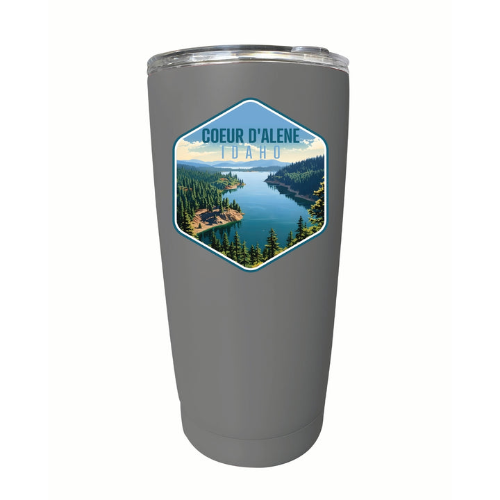 Coeur DAlene Idaho Aerial Lake Design Souvenir 16 oz Stainless Steel Insulated Tumbler Image 2