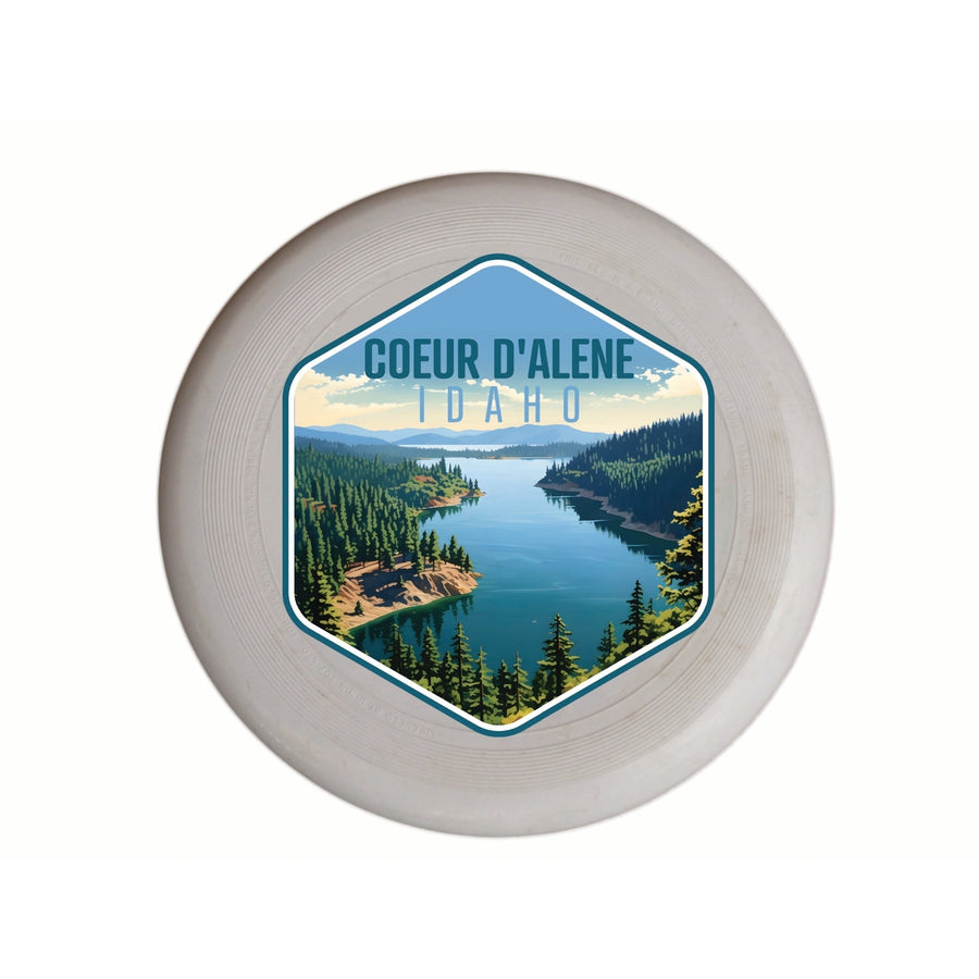 Coeur DAlene Idaho Aerial Lake Design Souvenir Frisbee Flying Disc Image 1