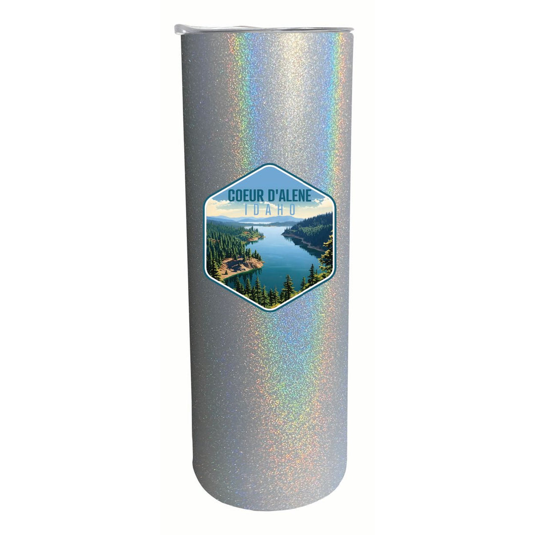 Coeur DAlene Idaho Aerial Lake Design Souvenir 20 oz Insulated Stainless Steel Skinny Tumbler Image 1