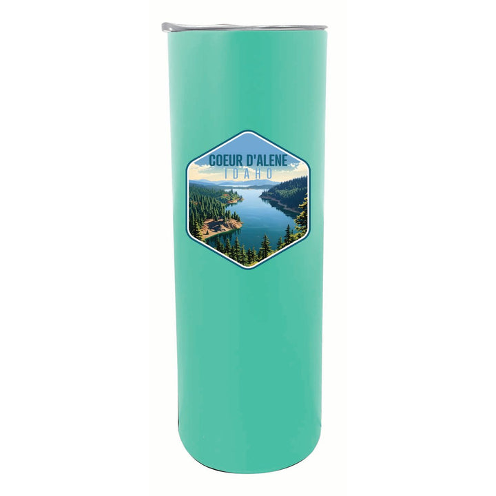 Coeur DAlene Idaho Aerial Lake Design Souvenir 20 oz Insulated Stainless Steel Skinny Tumbler Image 1