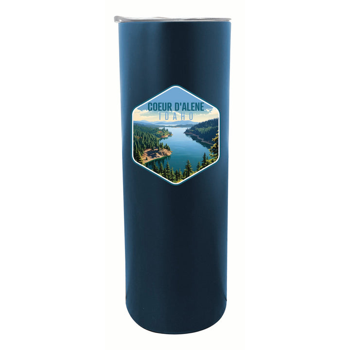 Coeur DAlene Idaho Aerial Lake Design Souvenir 20 oz Insulated Stainless Steel Skinny Tumbler Image 6