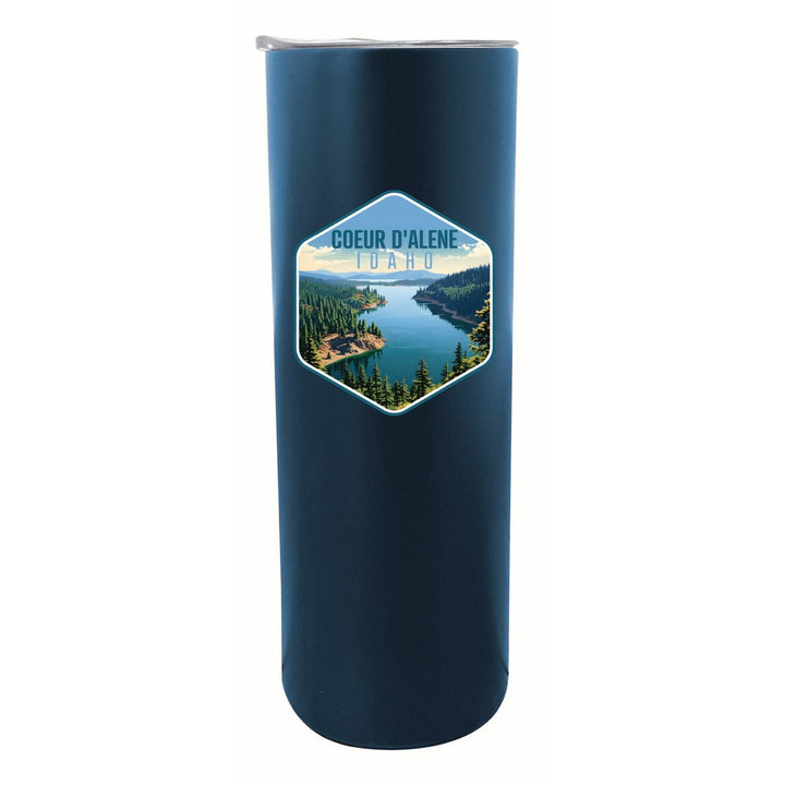 Coeur DAlene Idaho Aerial Lake Design Souvenir 20 oz Insulated Stainless Steel Skinny Tumbler Image 1