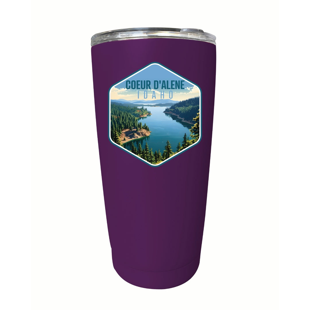 Coeur DAlene Idaho Aerial Lake Design Souvenir 16 oz Stainless Steel Insulated Tumbler Image 3