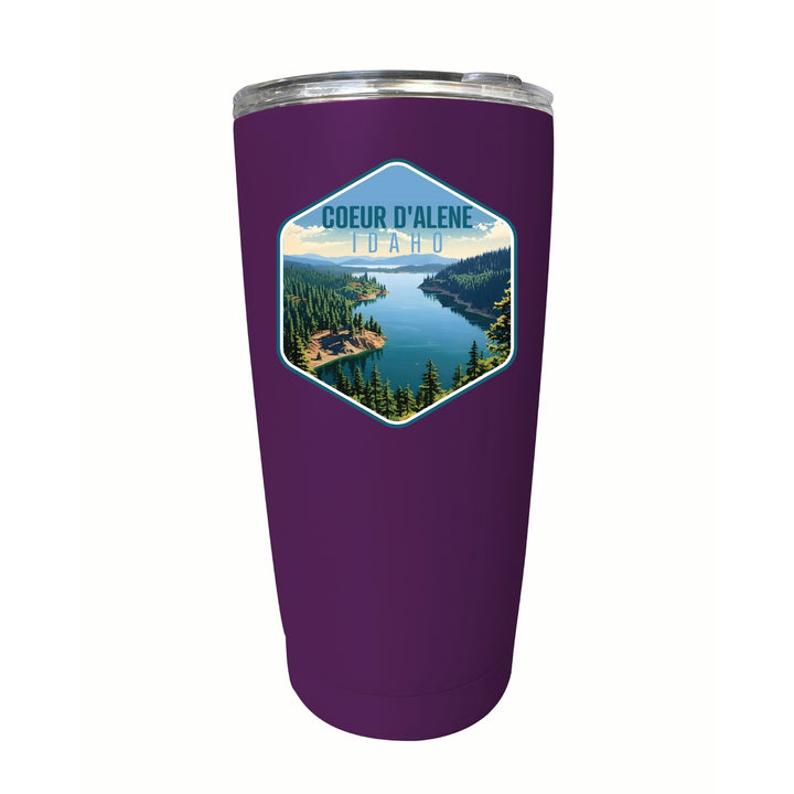 Coeur DAlene Idaho Aerial Lake Design Souvenir 16 oz Stainless Steel Insulated Tumbler Image 3