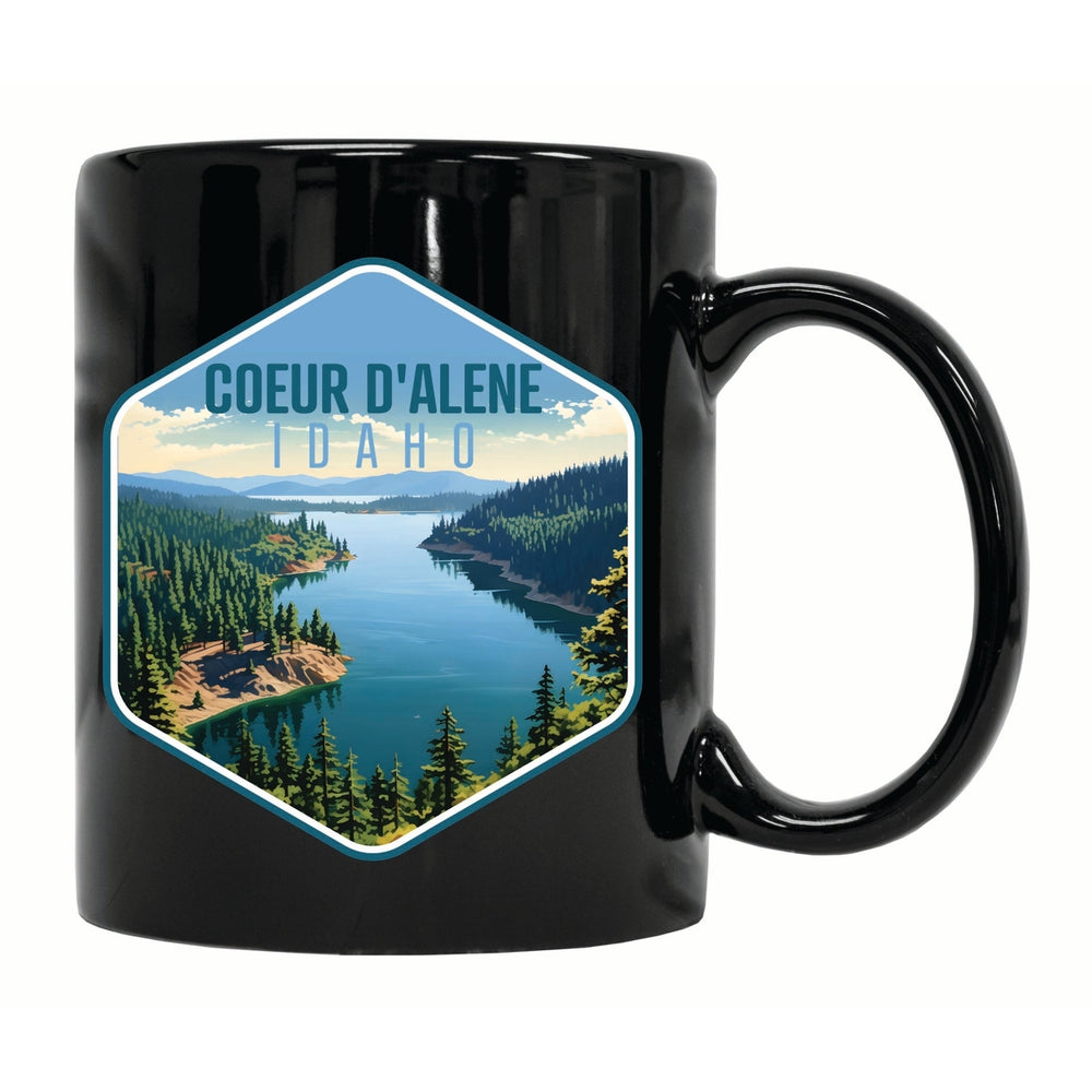 Coeur DAlene Idaho Aerial Lake Design Souvenir 12 oz Ceramic Coffee Mug Image 2