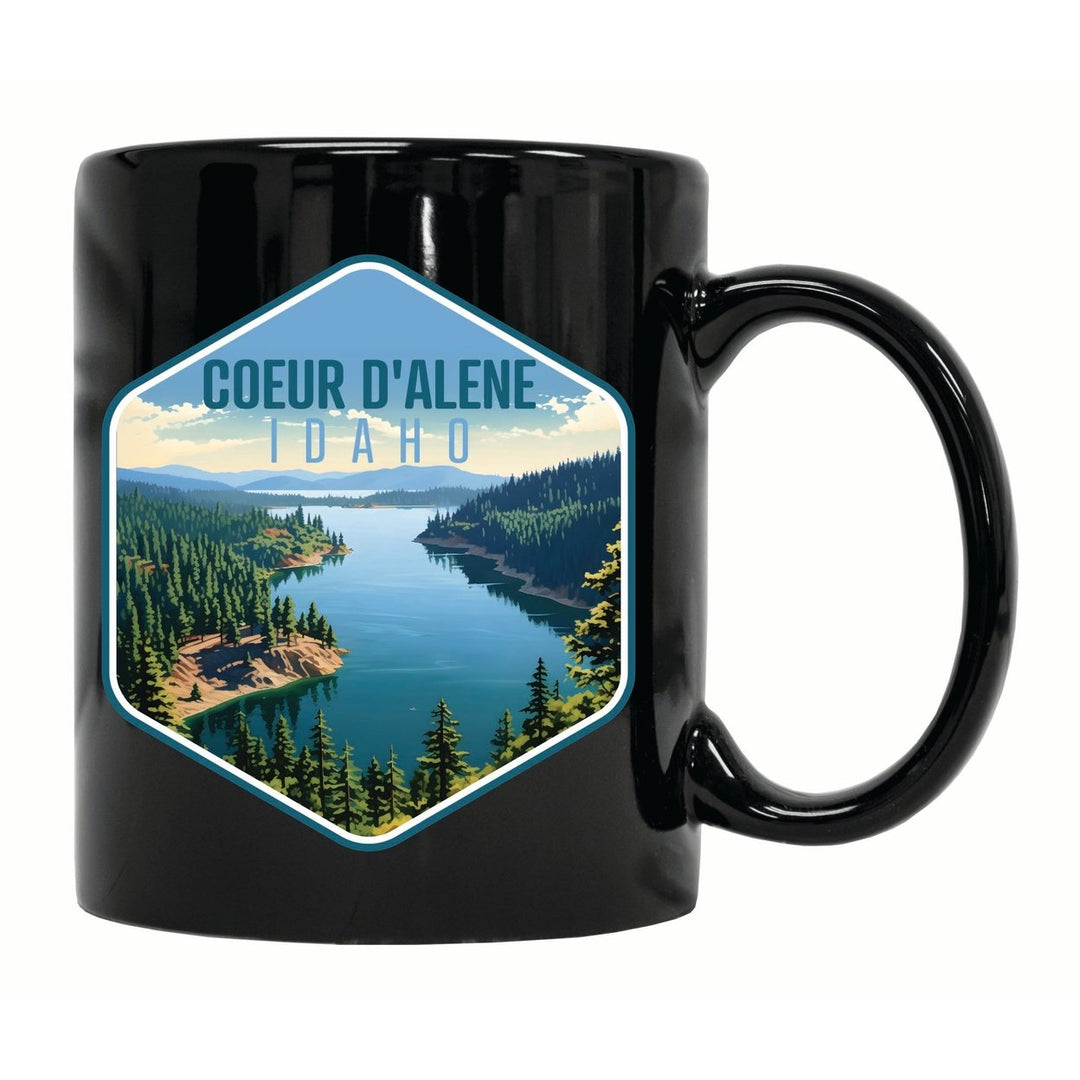 Coeur DAlene Idaho Aerial Lake Design Souvenir 12 oz Ceramic Coffee Mug Image 1