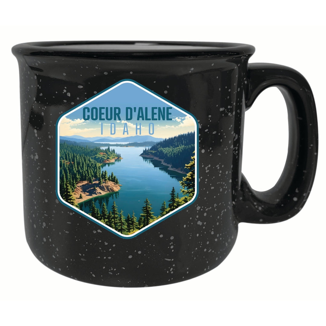 Coeur DAlene Idaho Aerial Lake Design Souvenir 16 oz Ceramic camping mug Image 1