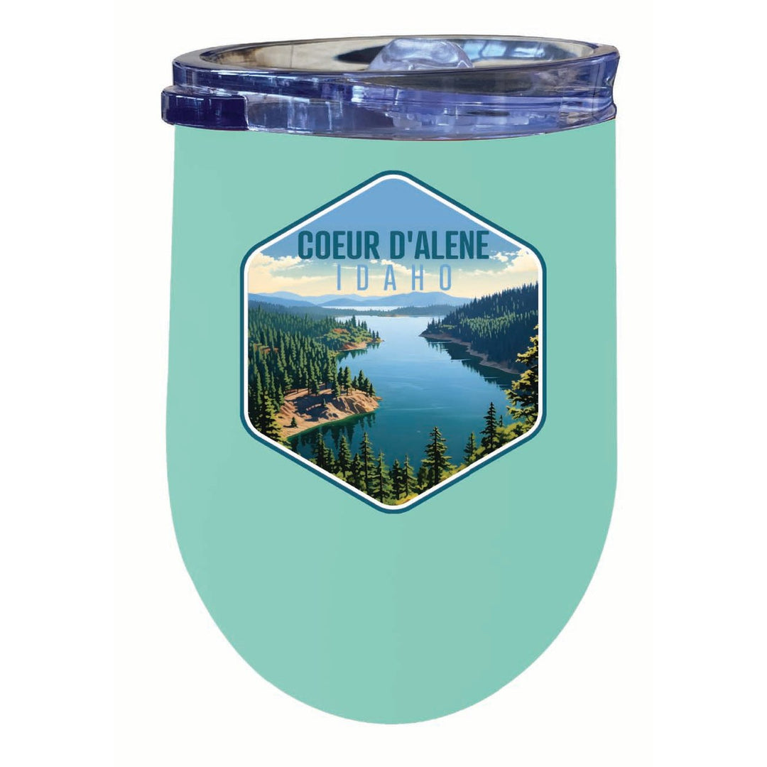 Coeur DAlene Idaho Aerial Lake Design Souvenir 12 oz Insulated Wine Stainless Steel Tumbler Image 1