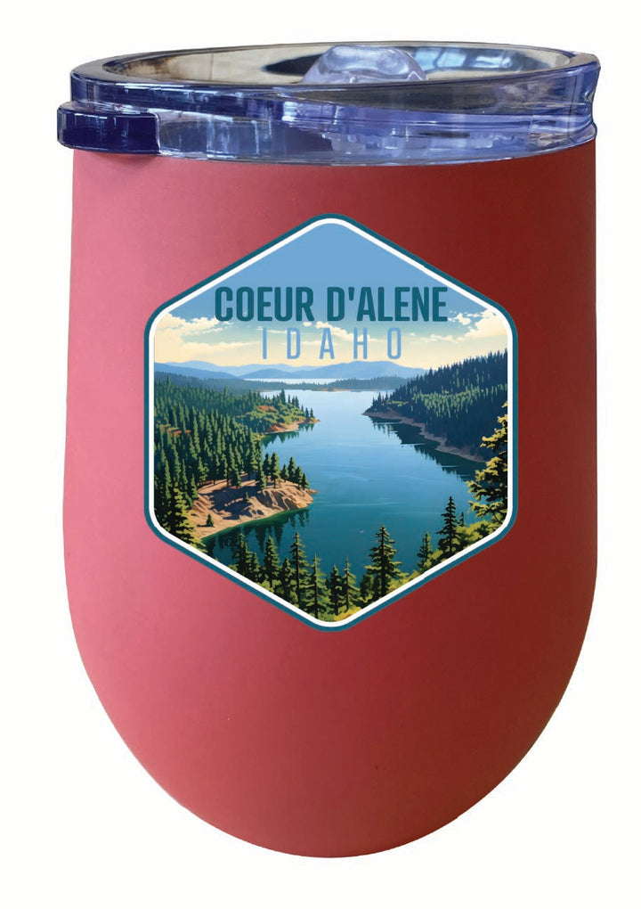 Coeur DAlene Idaho Aerial Lake Design Souvenir 12 oz Insulated Wine Stainless Steel Tumbler Image 3