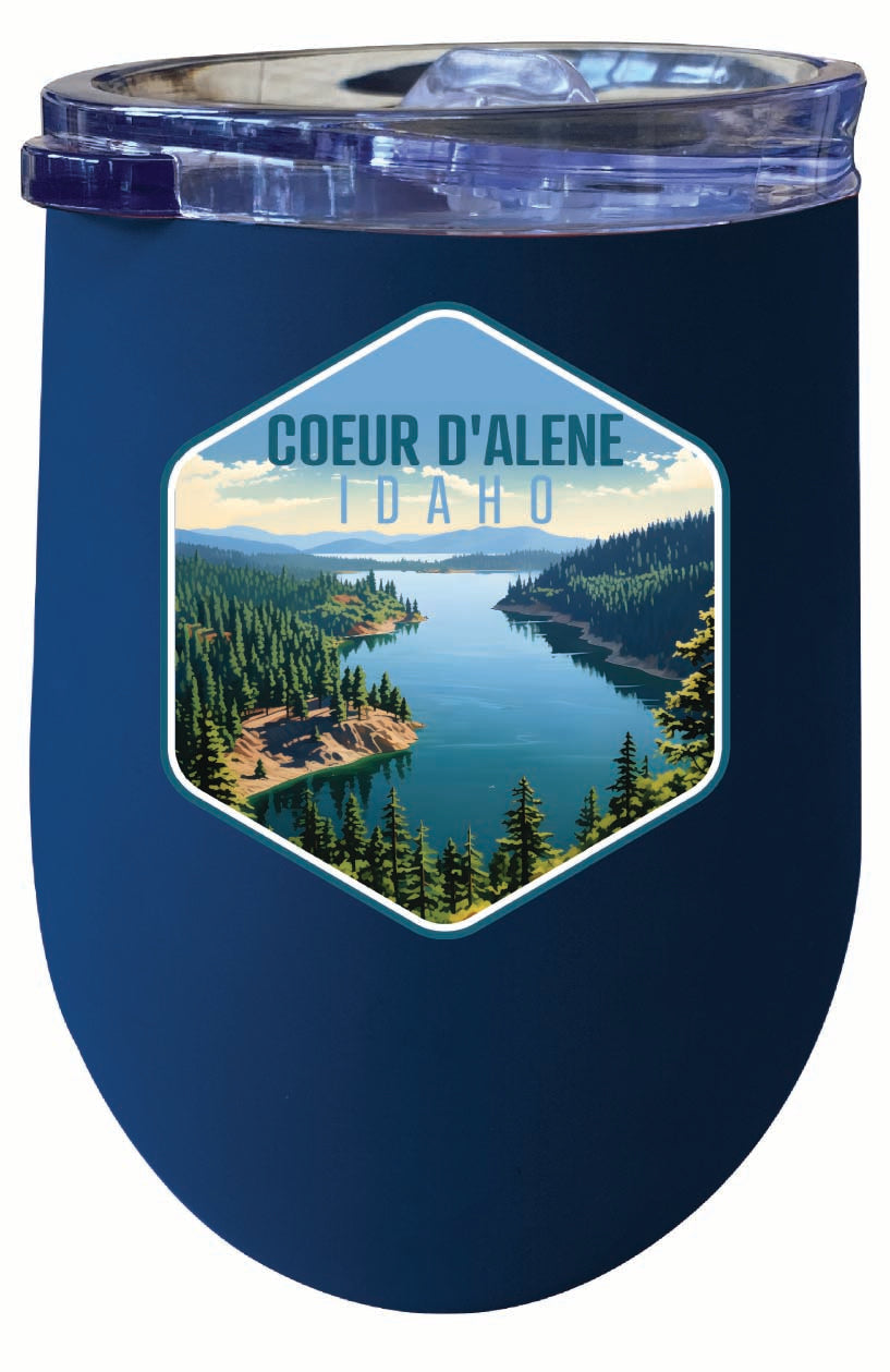 Coeur DAlene Idaho Aerial Lake Design Souvenir 12 oz Insulated Wine Stainless Steel Tumbler Image 4