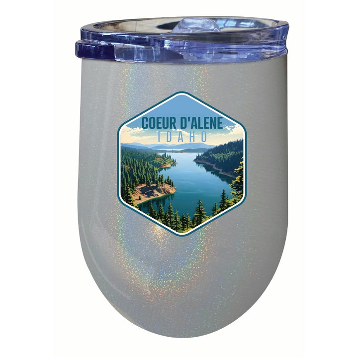 Coeur DAlene Idaho Aerial Lake Design Souvenir 12 oz Insulated Wine Stainless Steel Tumbler Image 4