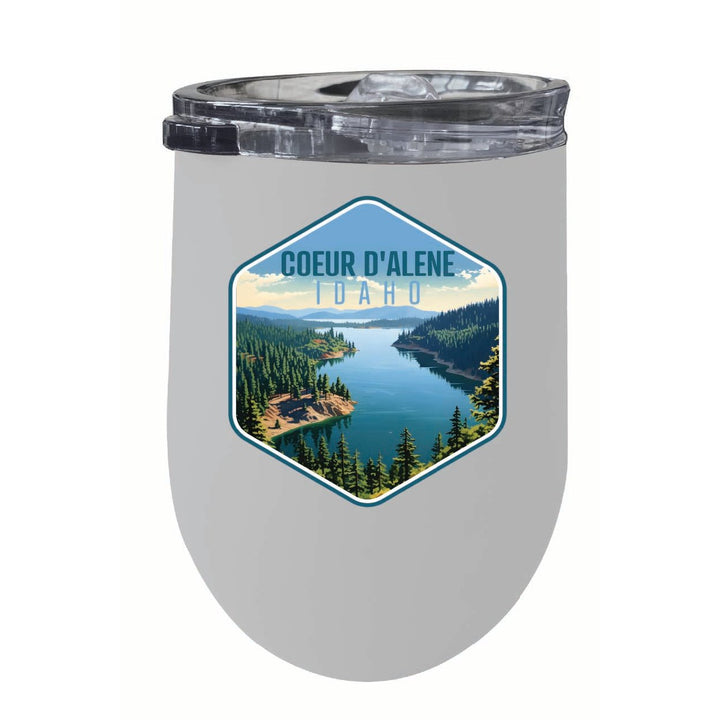 Coeur DAlene Idaho Aerial Lake Design Souvenir 12 oz Insulated Wine Stainless Steel Tumbler Image 6