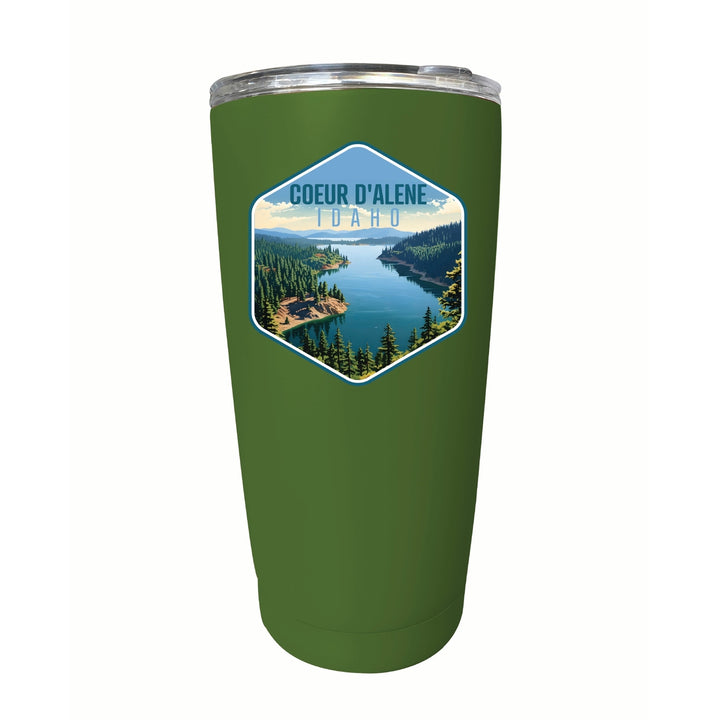 Coeur DAlene Idaho Aerial Lake Design Souvenir 16 oz Stainless Steel Insulated Tumbler Image 4