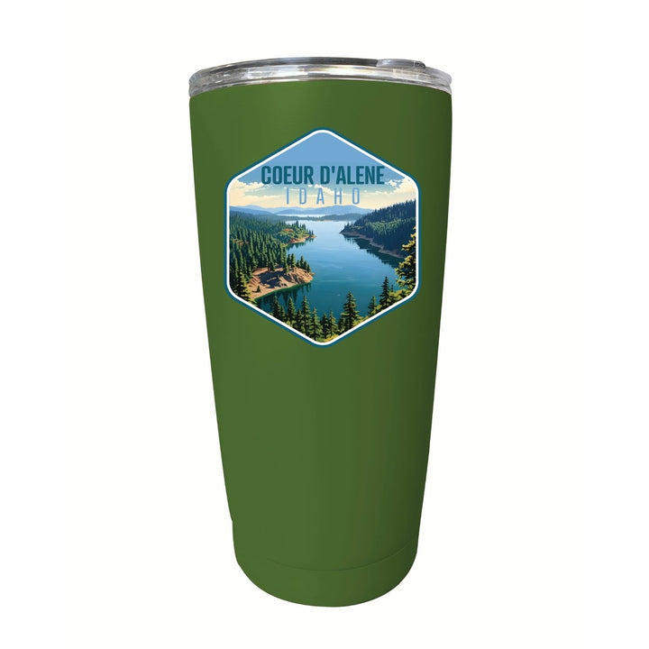 Coeur DAlene Idaho Aerial Lake Design Souvenir 16 oz Stainless Steel Insulated Tumbler Image 1