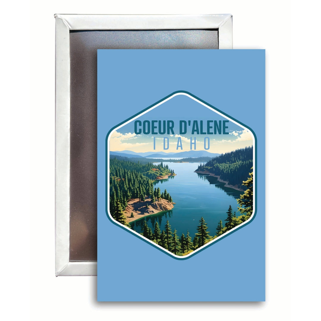 Coeur DAlene Idaho Aerial Lake Design Souvenir 2x3-Inch Fridge Magnet Image 1