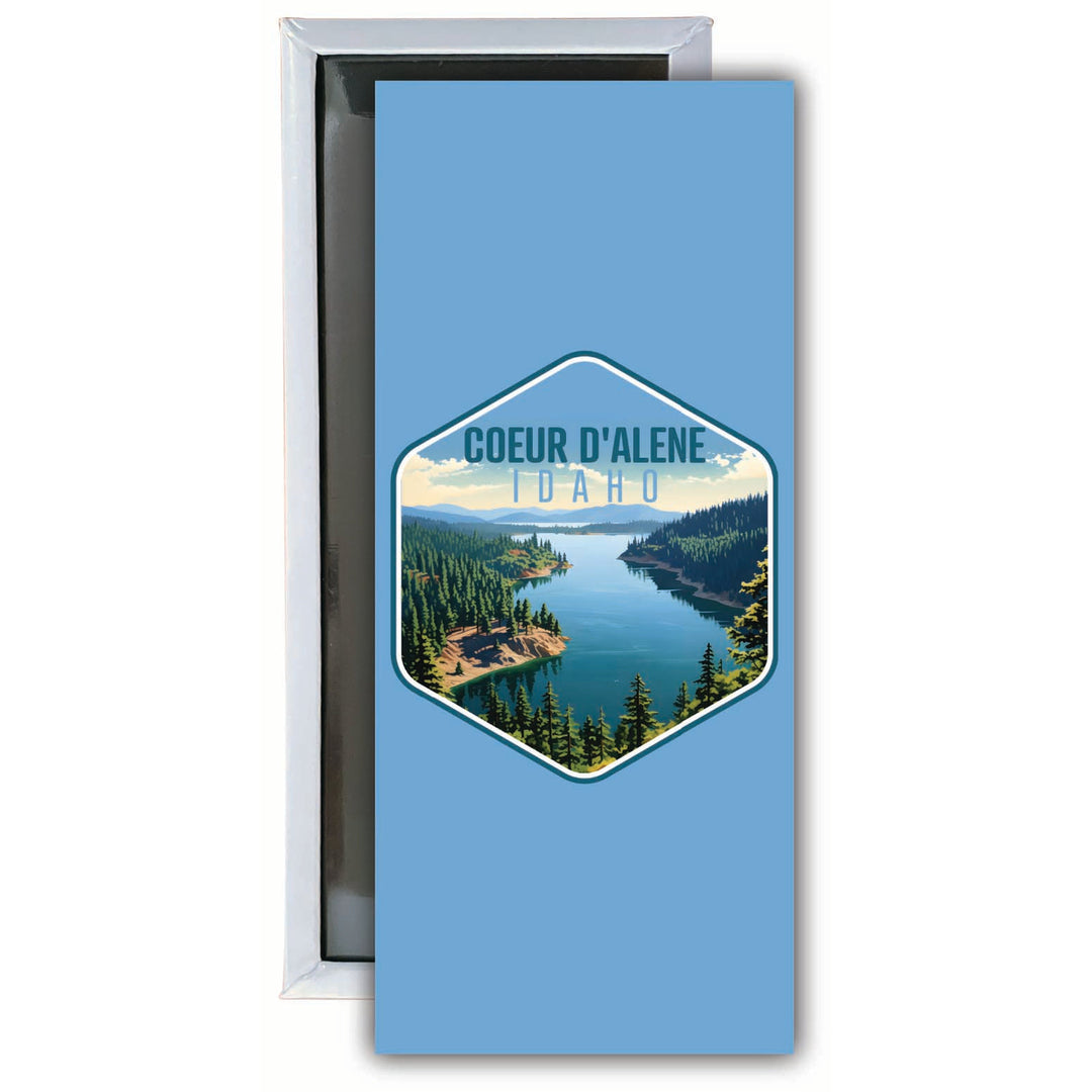 Coeur DAlene Idaho Aerial Lake Design Souvenir Fridge Magnet 4.75 x 2 Inch Image 1