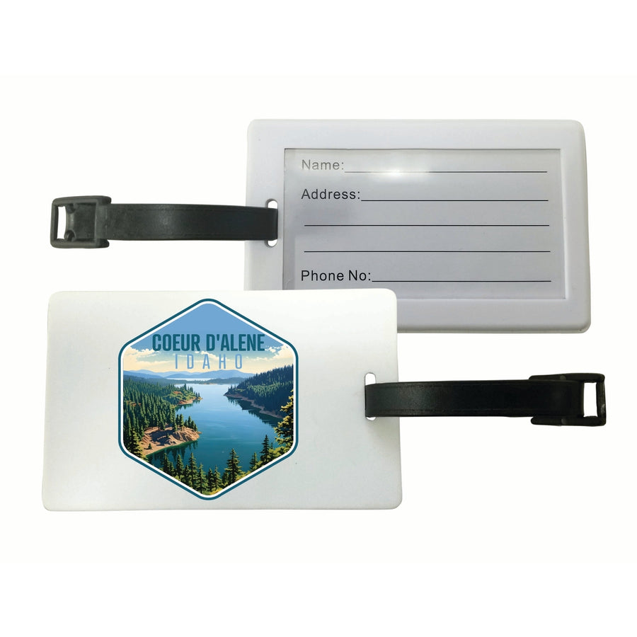 Coeur DAlene Idaho Aerial Lake Design Souvenir Luggage Tag Image 1