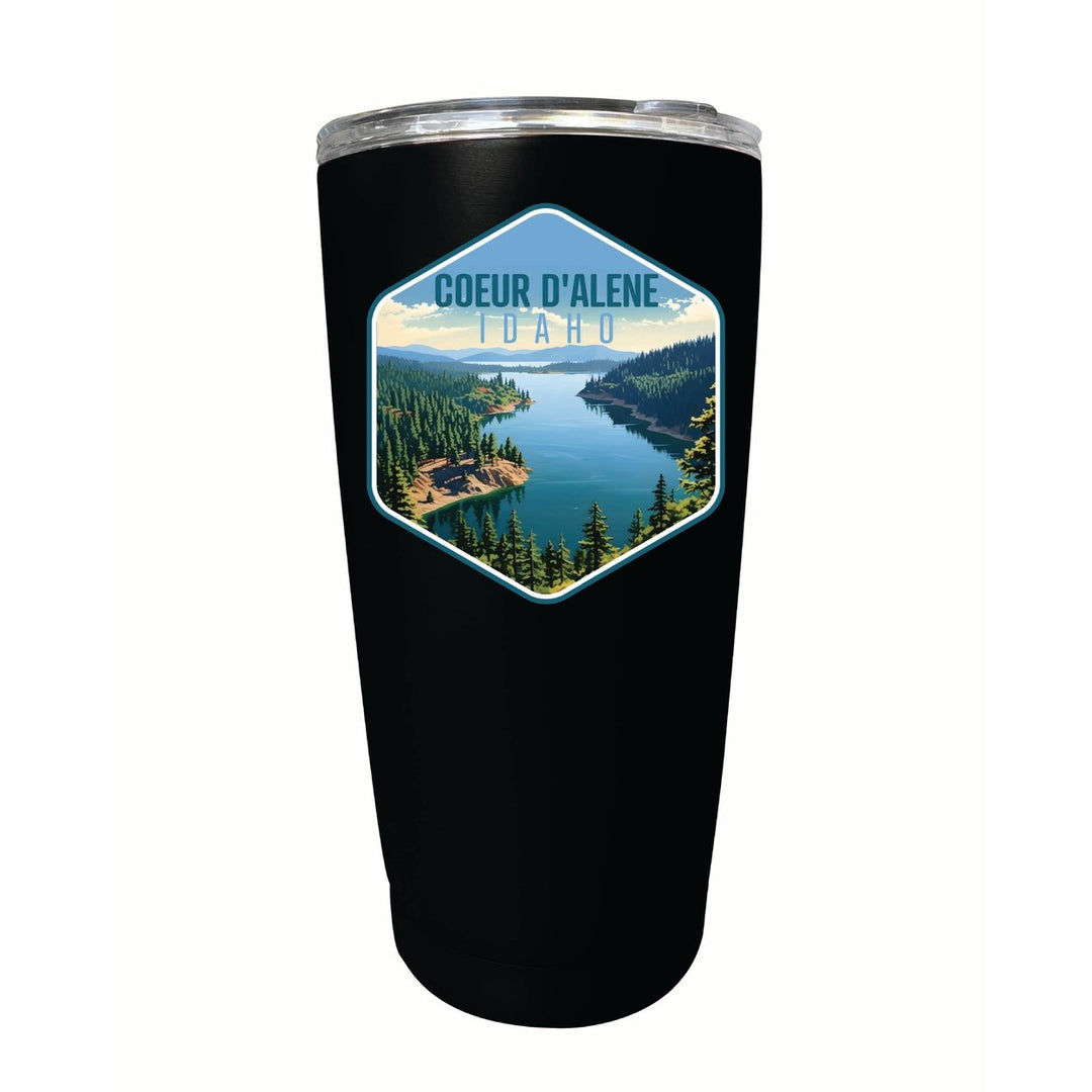 Coeur DAlene Idaho Aerial Lake Design Souvenir 16 oz Stainless Steel Insulated Tumbler Image 1