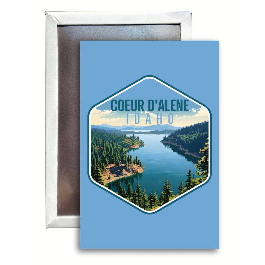 Coeur DAlene Idaho Aerial Lake Design Souvenir Refrigerator Magnet 2.5"X3.5" Image 1