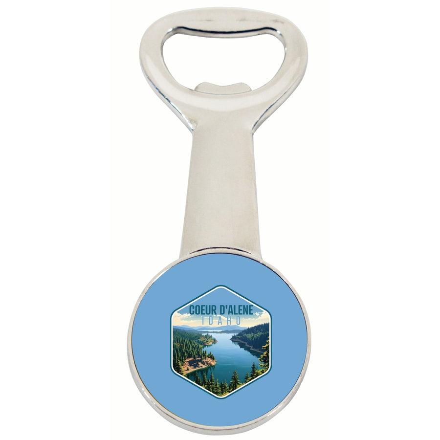 Coeur DAlene Idaho Aerial Lake Design Souvenir Magnetic Bottle Opener Image 1