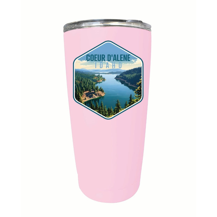 Coeur DAlene Idaho Aerial Lake Design Souvenir 16 oz Stainless Steel Insulated Tumbler Image 1