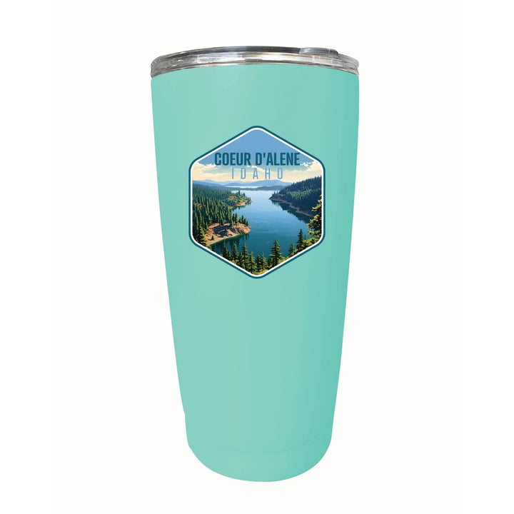 Coeur DAlene Idaho Aerial Lake Design Souvenir 16 oz Stainless Steel Insulated Tumbler Image 1