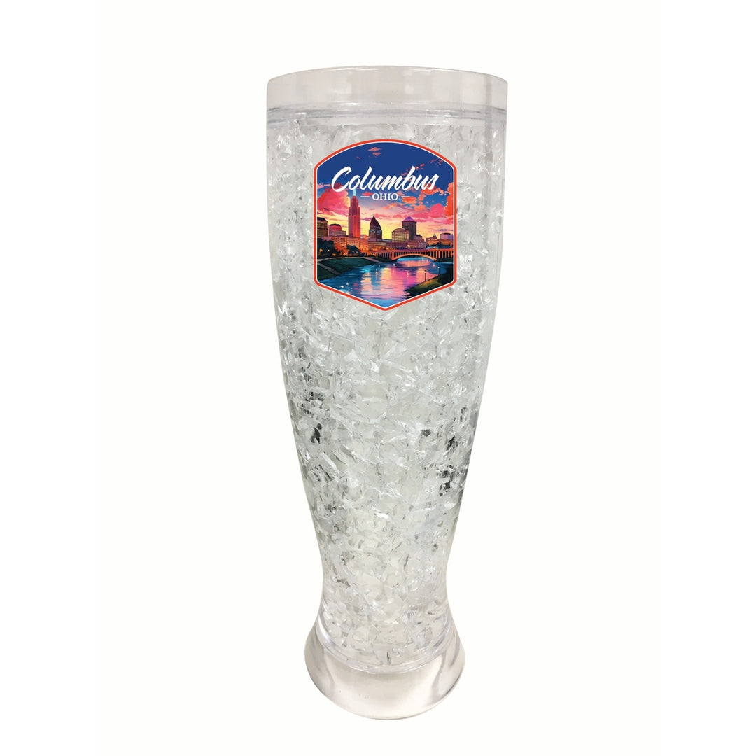 Columbus Ohio Sunset Cityscape Design Souvenir 16 oz Plastic Broken Glass Frosty Mug Image 1