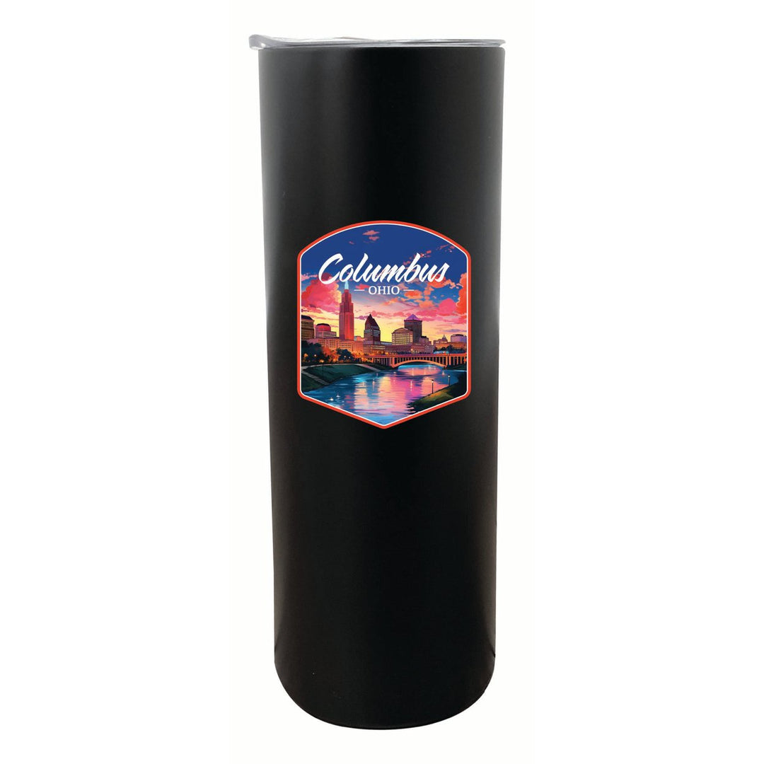 Columbus Ohio Sunset Cityscape Design Souvenir 20 oz Insulated Stainless Steel Skinny Tumbler Image 1