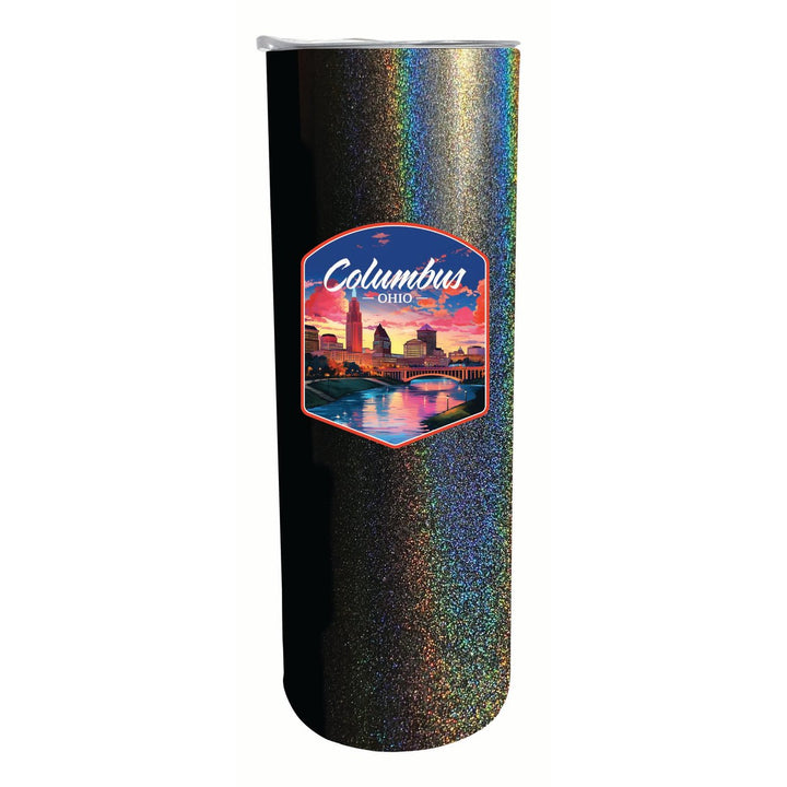 Columbus Ohio Sunset Cityscape Design Souvenir 20 oz Insulated Stainless Steel Skinny Tumbler Image 2