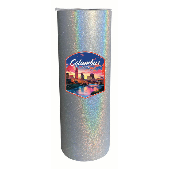 Columbus Ohio Sunset Cityscape Design Souvenir 20 oz Insulated Stainless Steel Skinny Tumbler Image 3