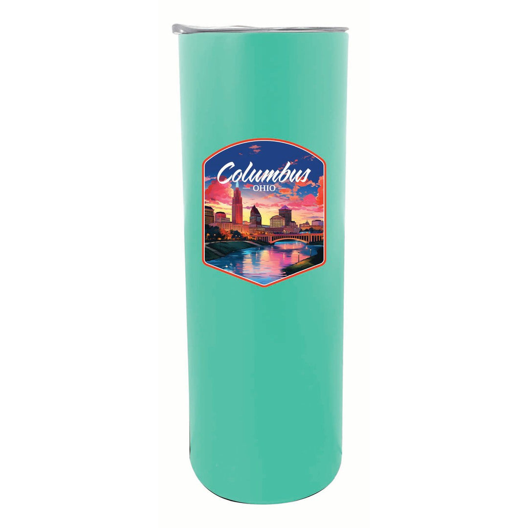 Columbus Ohio Sunset Cityscape Design Souvenir 20 oz Insulated Stainless Steel Skinny Tumbler Image 4